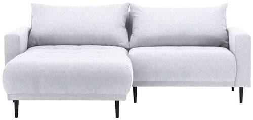 ECKSOFA Hellgrau Flachgewebe  - Hellgrau/Schwarz, Design, Holz/Textil (160/215cm) - Stylife