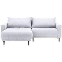 ECKSOFA Hellgrau Flachgewebe  - Hellgrau/Schwarz, Design, Holz/Textil (160/215cm) - Stylife