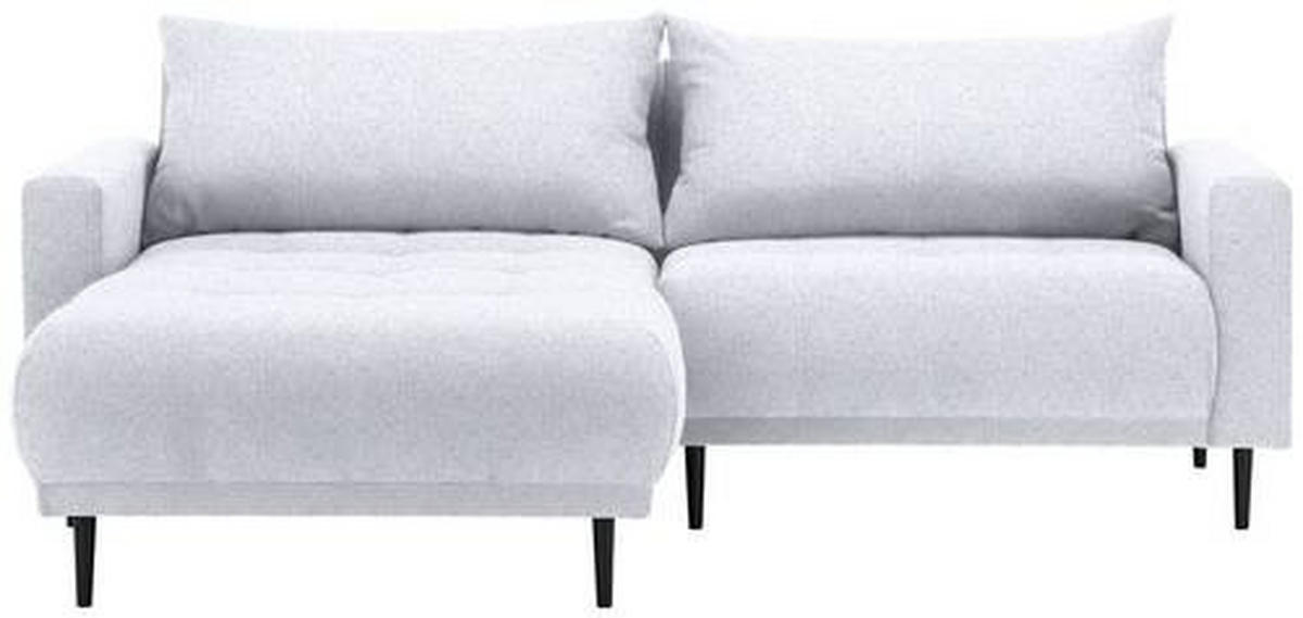 ECKSOFA Hellgrau Flachgewebe  - Hellgrau/Schwarz, Design, Holz/Textil (160/215cm) - Stylife