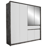 KLEIDERSCHRANK in Grau, Weiß - Weiß/Grau, Design, Glas/Holzwerkstoff (181/197/54cm) - Carryhome
