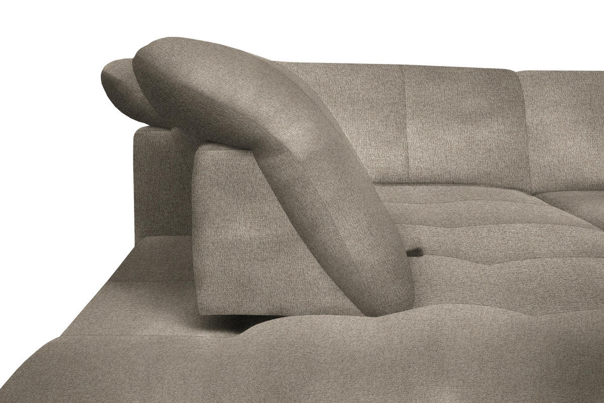ECKSOFA in Flachgewebe Beige  - Beige/Schwarz, Design, Textil/Metall (313/242cm) - Xora