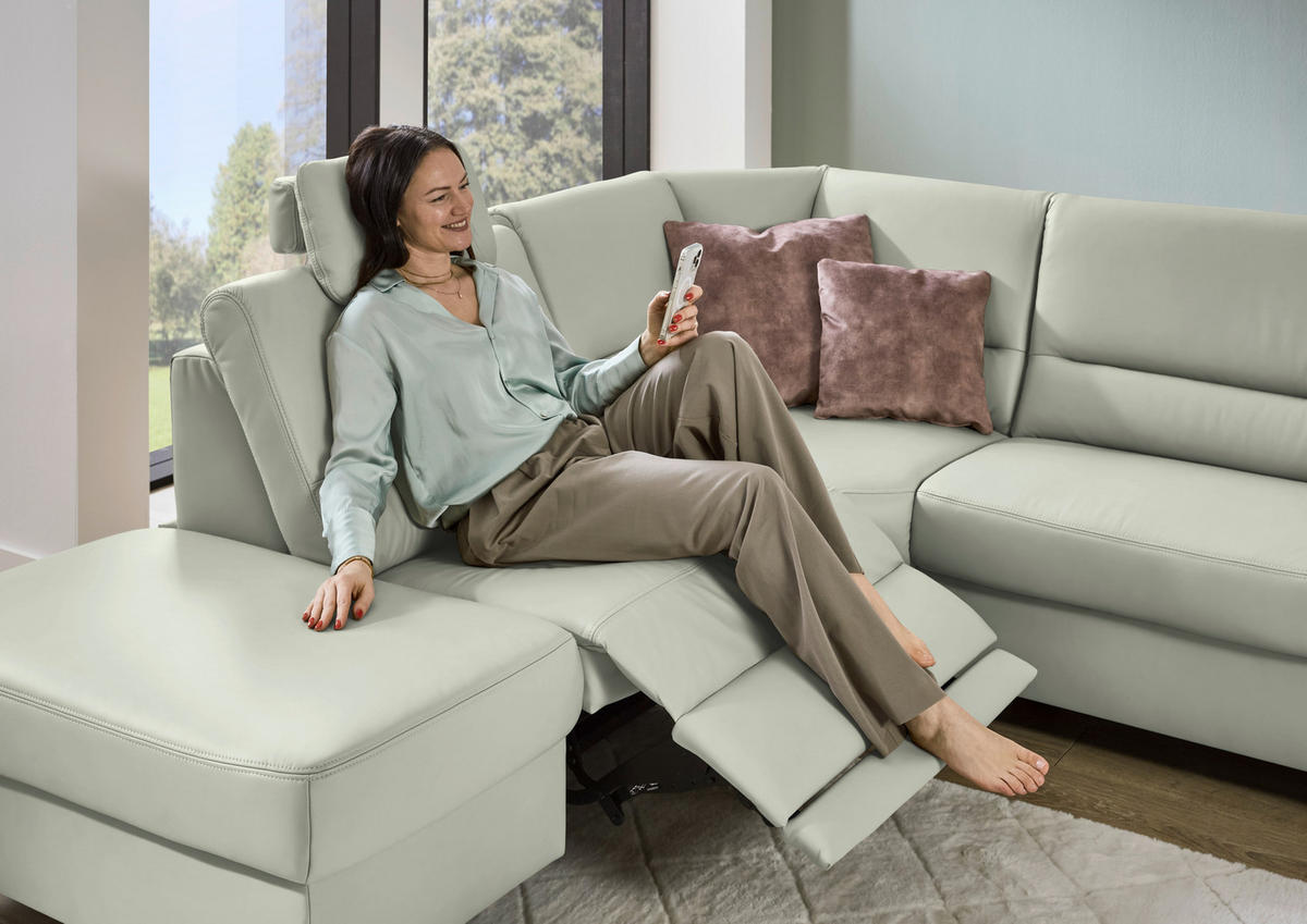 ECKSOFA  in Echtleder Silberfarben  249/290 cm  - Silberfarben/Schwarz, KONVENTIONELL, Leder/Metall (249/290cm) - Beldomo Premium