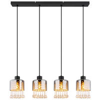 HÄNGELEUCHTE 82,5/15/120 cm   - Klar/Schwarz, KONVENTIONELL, Glas/Kunststoff (82,5/15/120cm) - Globo