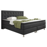 BOXSPRINGBETT 180/200 cm  in Anthrazit  - Anthrazit/Silberfarben, KONVENTIONELL, Textil/Metall (180/200cm) - MID.YOU