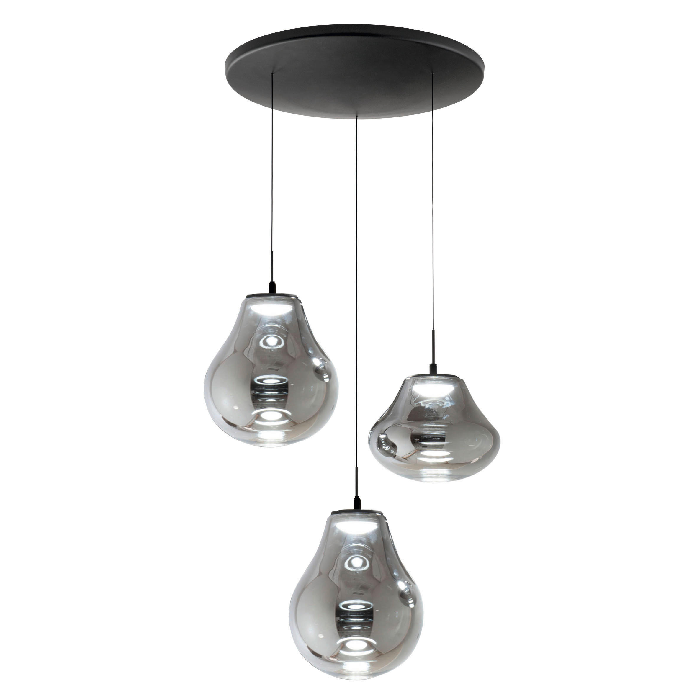LED-HÄNGELEUCHTE 50/200 cm  - Schwarz/Grau, Design, Glas/Metall (50/200cm)