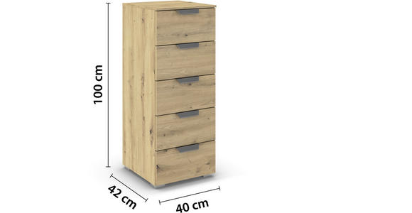 KOMMODE  in 40/100/42 cm  - Chromfarben/Eiche Artisan, Design, Holzwerkstoff/Metall (40/100/42cm) - Xora