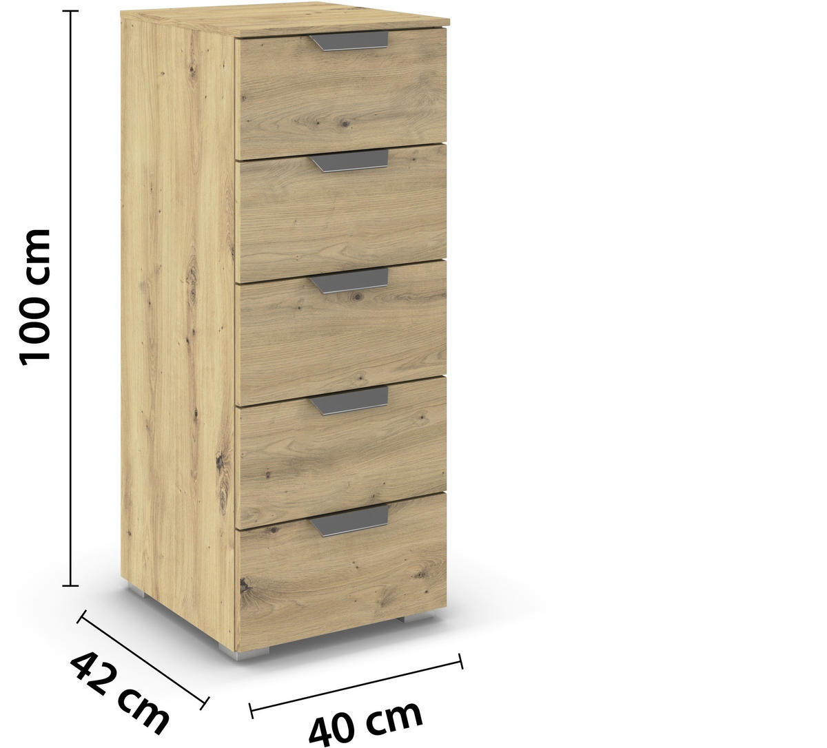 KOMMODE  in 40/100/42 cm  - Chromfarben/Eiche Artisan, Design, Holzwerkstoff/Metall (40/100/42cm) - Xora