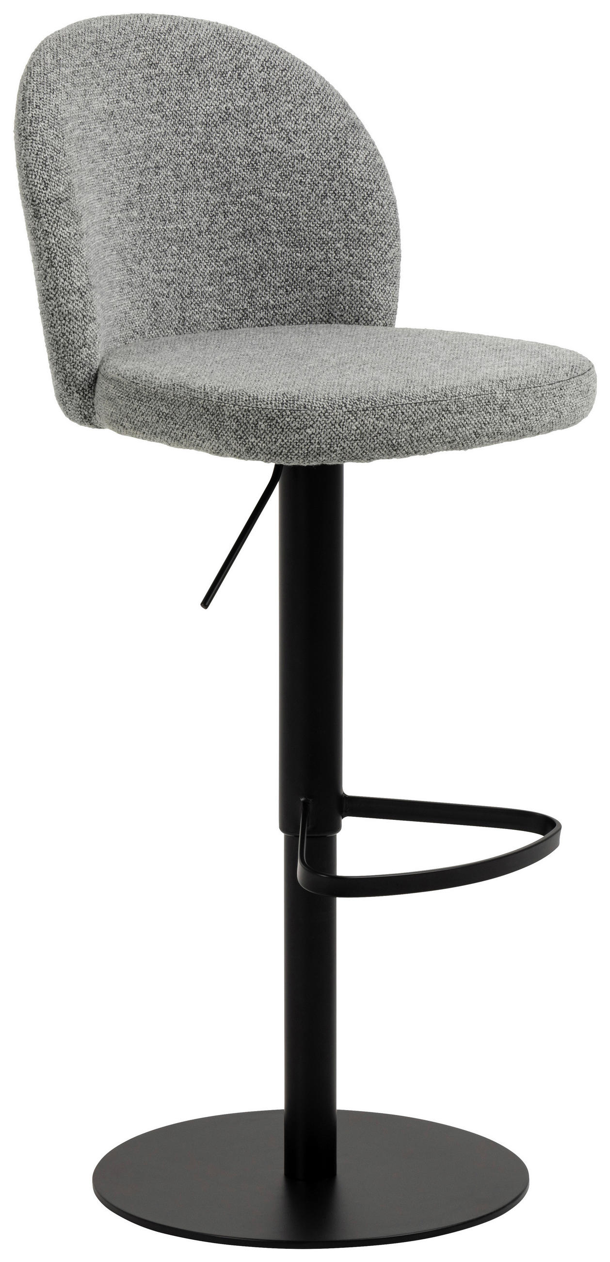 BARHOCKER Webstoff Grau Sitzfläche 360° drehbar, mit Griff  - Schwarz/Grau, Trend, Textil/Metall (44/109/50cm) - MID.YOU