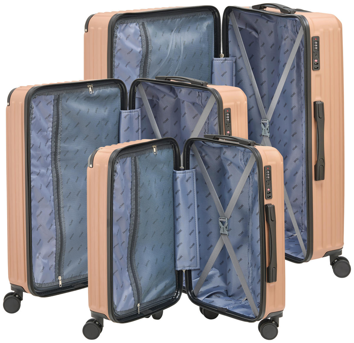 REISEKOFFERSET Mokka 3-teilig  - Mokka, Basics, Kunststoff/Textil - Novel