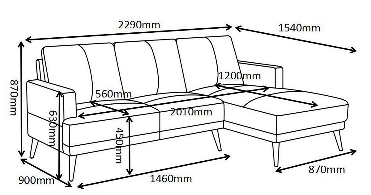 ECKSOFA ELANO Cognac Echtleder Lederlook  - Cognac/Schwarz, Design, Leder/Textil (231/153cm) - Livetastic