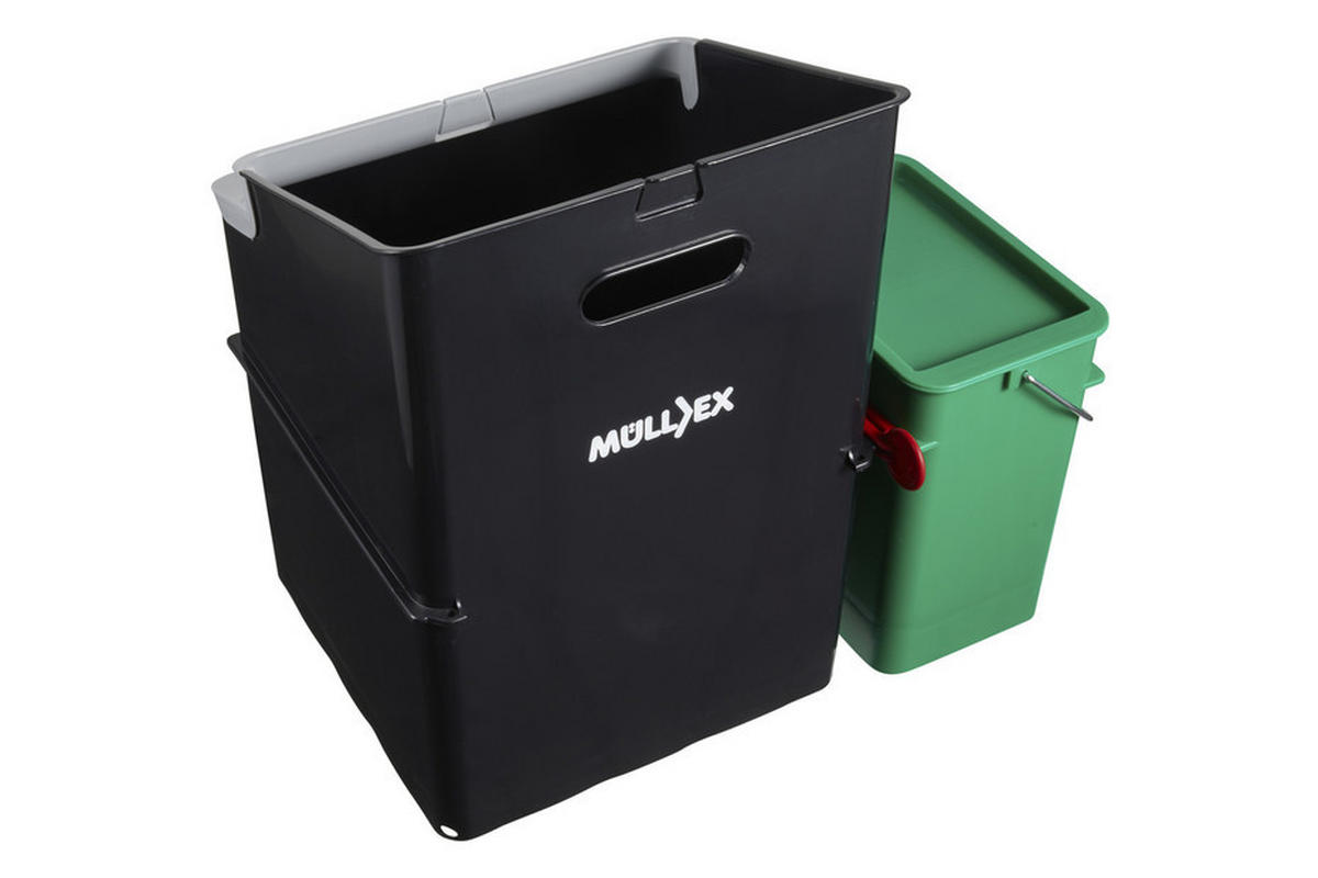 EINBAUABFALLSAMMLER 40+5 l  Kunststoff  - Schwarz/Grün, Basics, Kunststoff (35,5/36/53cm) - HKT