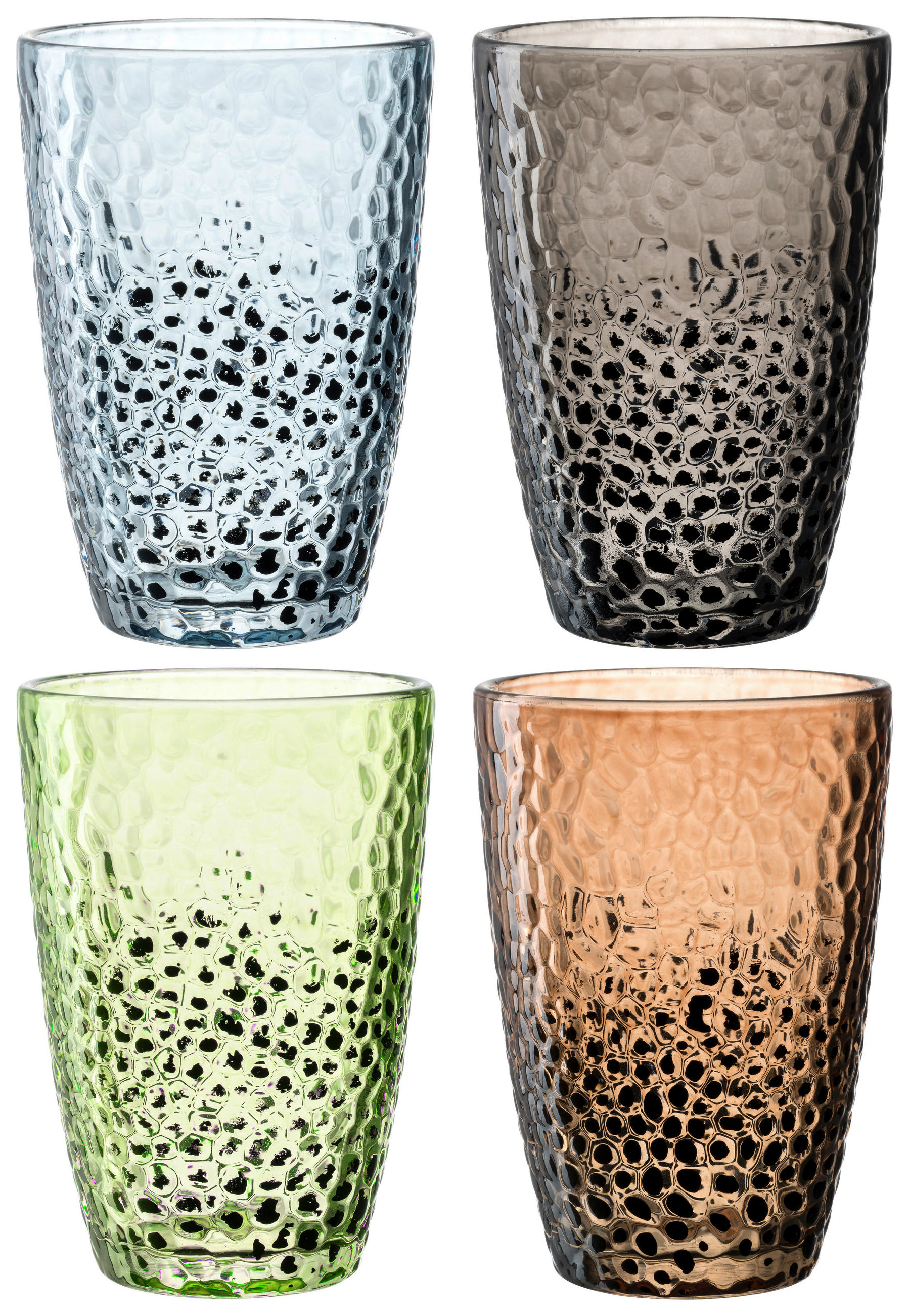 GLÄSERSET Matera  4-teilig  - Sandfarben/Blau, Design, Glas (17,8/13,2/17,8cm) - Leonardo