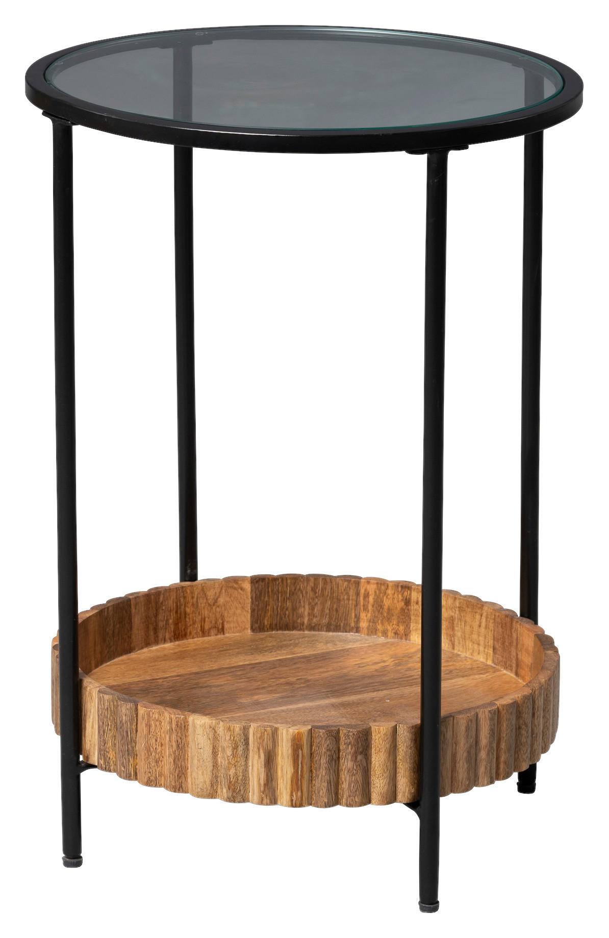 BEISTELLTISCH 44/44/62 cm Mangoholz Braun rund  - Schwarz/Braun, Design, Glas/Holz (44/44/62cm) - Landscape