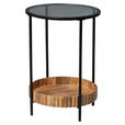 BEISTELLTISCH Mangoholz rund Braun  - Schwarz/Braun, Design, Glas/Holz (44/44/62cm) - Landscape