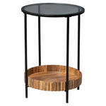 BEISTELLTISCH Mangoholz rund Braun  - Schwarz/Braun, Design, Glas/Holz (44/44/62cm) - Landscape