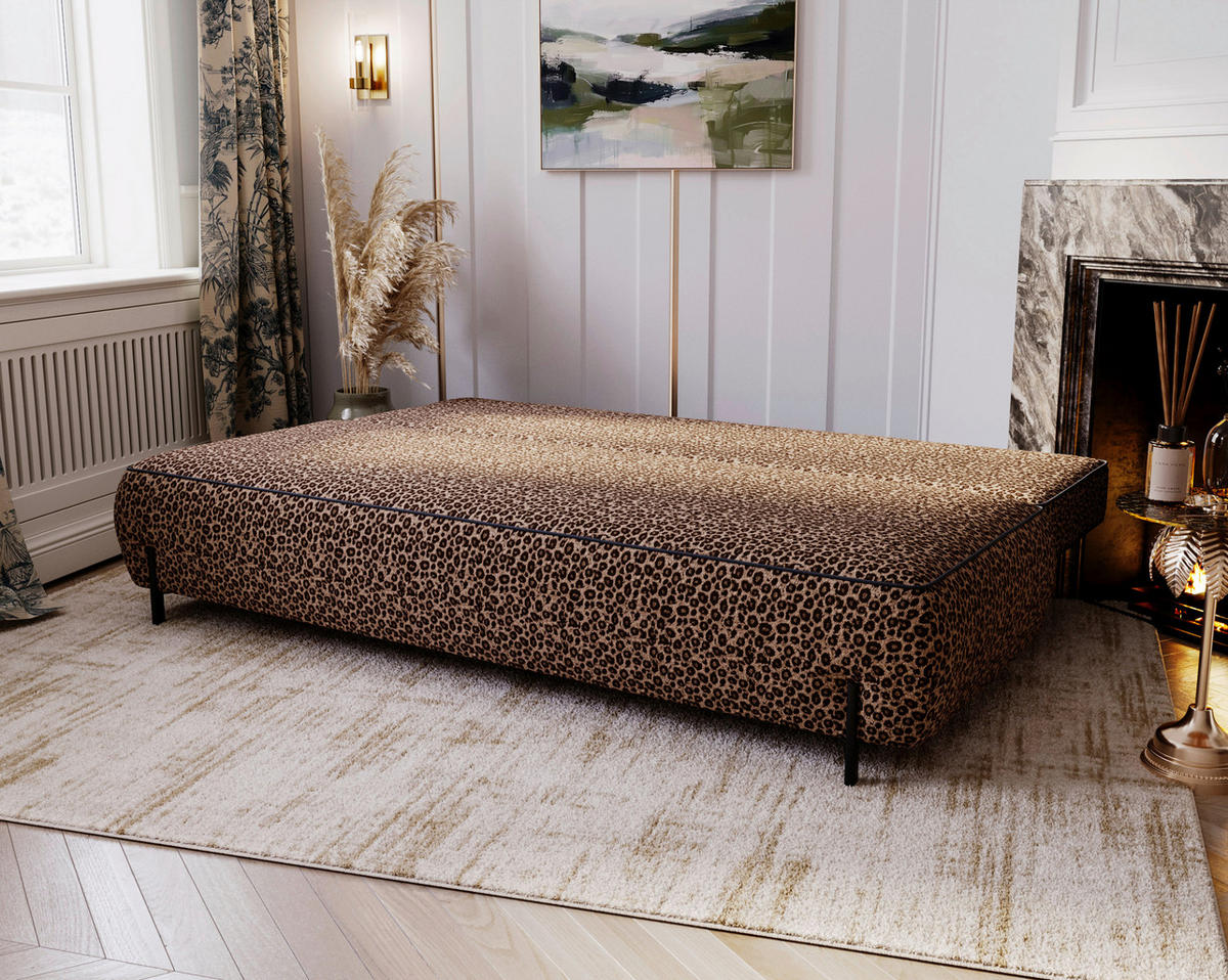 SCHLAFSOFA Jacquard Orange Stoffauswahl, Rücken echt  - Schwarz/Orange, Design, Textil/Metall (212/90/95cm) - Livetastic