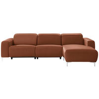ECKSOFA Braun Echtleder  - Chromfarben/Braun, Design, Leder/Metall (292/177cm) - Pure Home Lifestyle