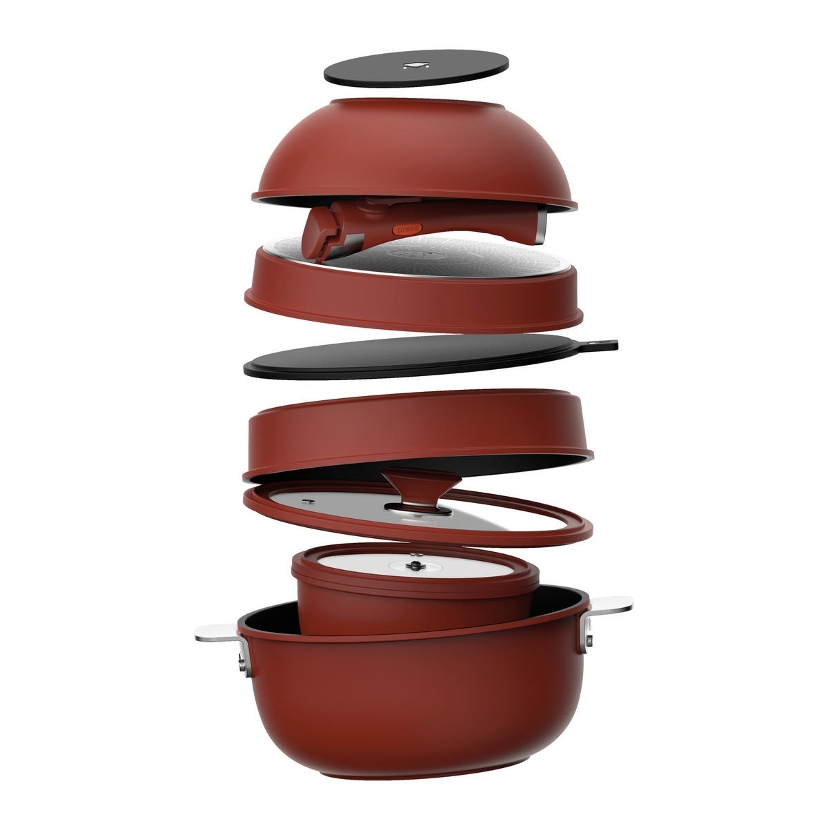 KOCHTOPFSET SHARE PLAY 10-teilig  - Rot/Schwarz, Basics, Glas/Metall (30.3/32/32.6cm) - Masterpro