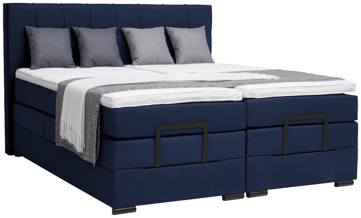 BOXSPRINGBETT 180/200 cm  in Dunkelblau  - Schwarz/Dunkelblau, KONVENTIONELL, Holz/Holzwerkstoff (180/200cm) - Moderano