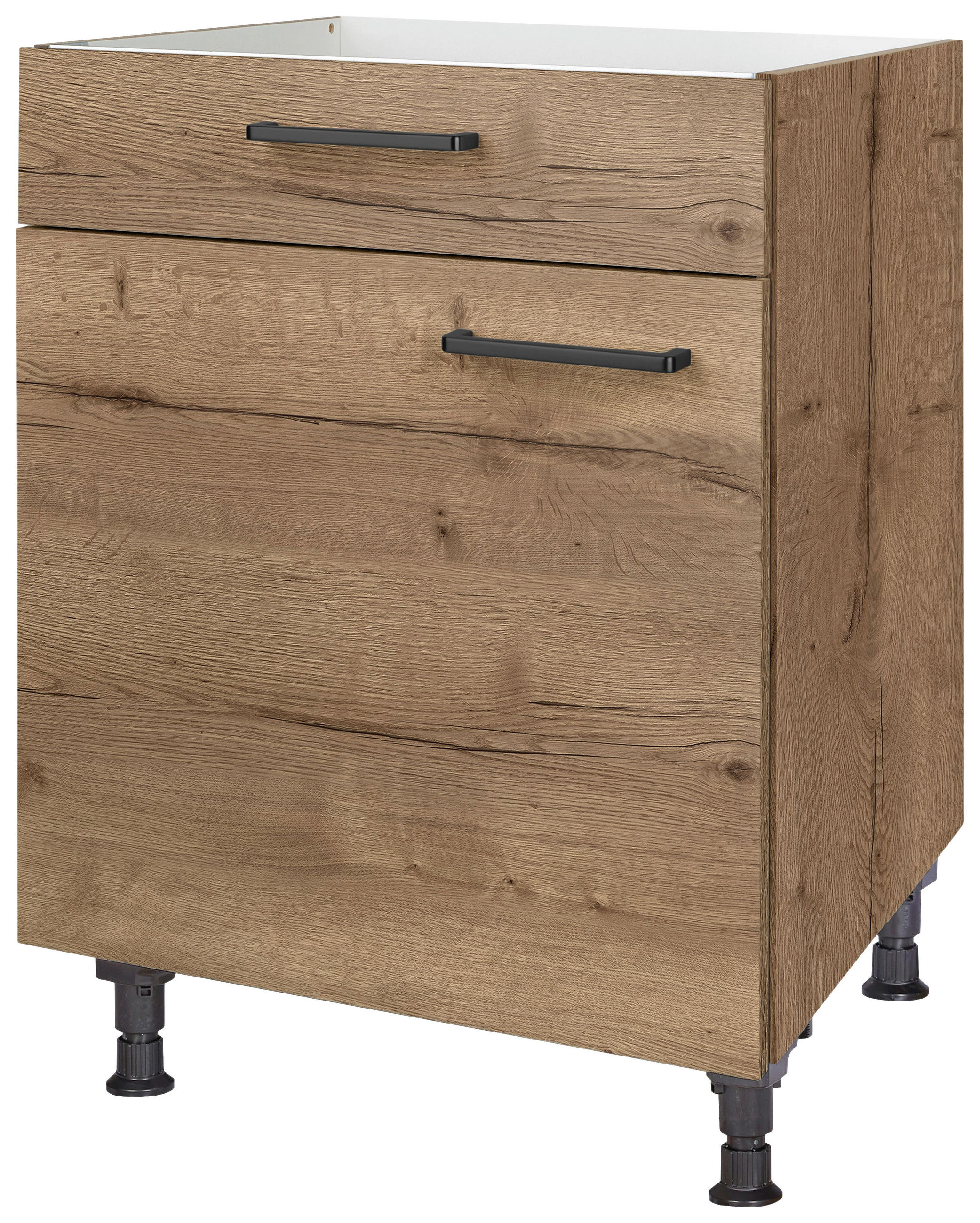 KOCHFELDUMBAUSCHRANK 60/87/56 cm  in Eiche dunkel  - Eiche dunkel/Schwarz, MODERN, Holzwerkstoff/Metall (60/87/56cm) - Nobilia