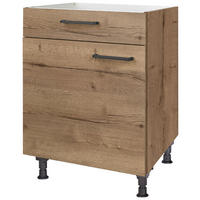 KOCHFELDUMBAUSCHRANK 60/87/56 cm  in Eiche dunkel  - Eiche dunkel/Schwarz, MODERN, Holzwerkstoff/Metall (60/87/56cm) - Nobilia