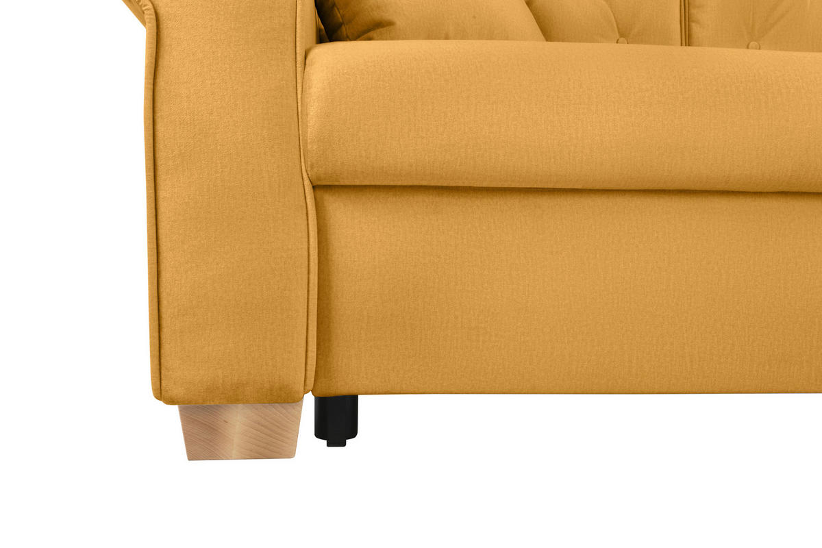 SCHLAFSOFA in Gelb  - Gelb/Buchefarben, Design, Holz/Textil (240/94/98cm) - MID.YOU