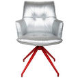 ARMLEHNSTUHL  in Eisen Lederlook  - Rot/Silberfarben, Design, Textil/Metall (59/89,5/63cm) - Novel