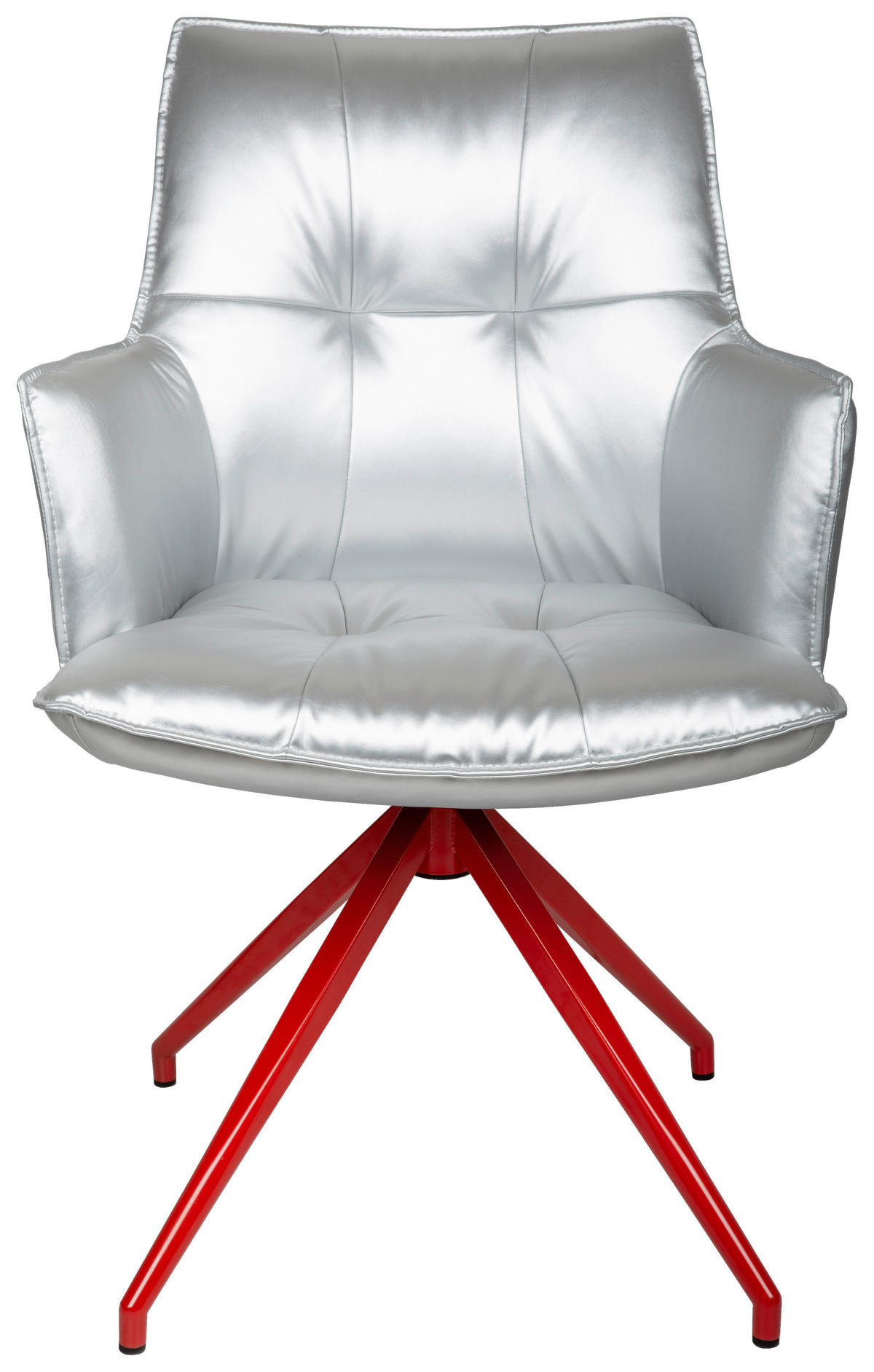 ARMLEHNSTUHL  in Eisen Lederlook  - Rot/Silberfarben, Design, Textil/Metall (59/89,5/63cm) - Novel