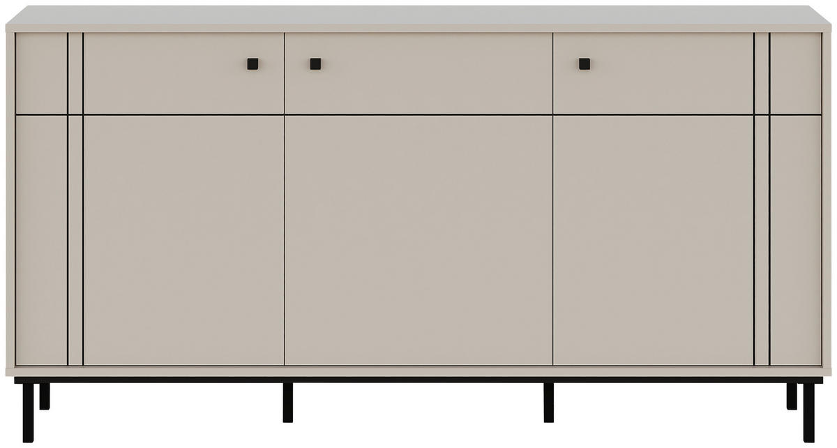 KOMODA, kašmir  - črna/kašmir, Moderno, kovina/umetna masa (160,2/81,8/37cm) - Carryhome