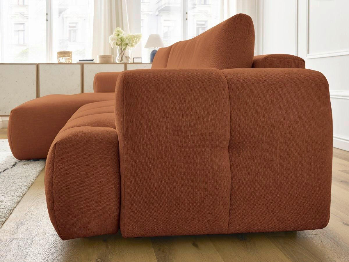 ECKSCHLAFSOFA FUJI Leinenoptik Orange  inkl.  - Schwarz/Orange, MODERN, Kunststoff/Textil (160/292cm)