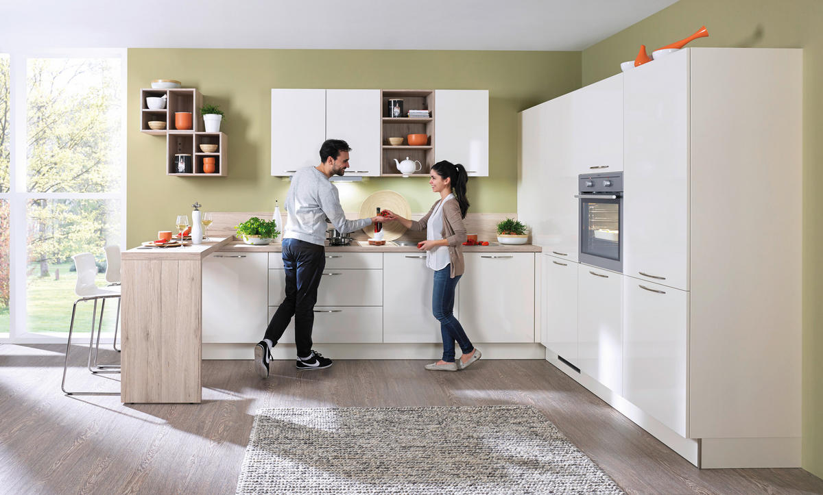 KUHINJA PO MERI - magnolija/barve hrasta, Design, leseni material - Moderano