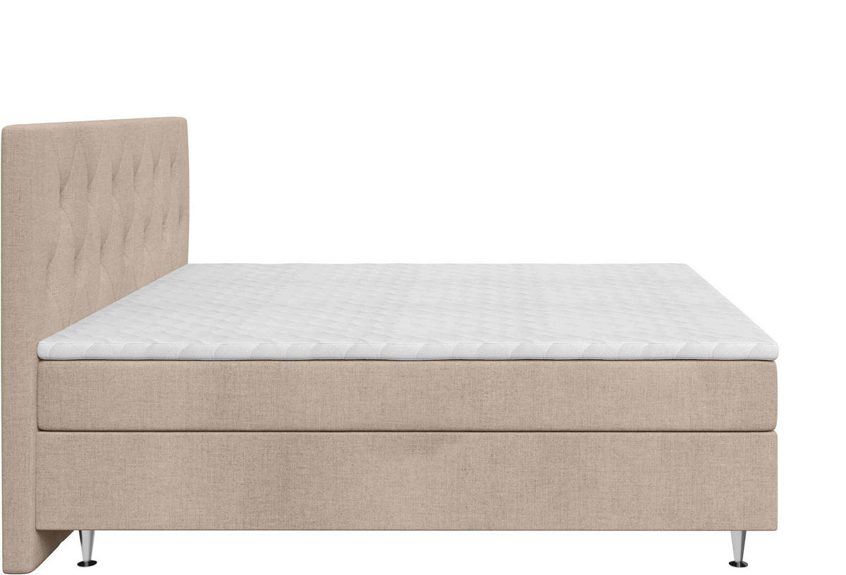 BOXSPRINGBETT 140/200 cm  in Beige  - Beige/Silberfarben, KONVENTIONELL, Textil/Metall (140/200cm) - Chameo