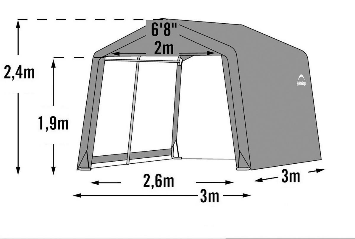 ZELTGARAGE 300/240/300 cm  - Grau, Basics, Kunststoff (300/240/300cm) - Ambia Garden