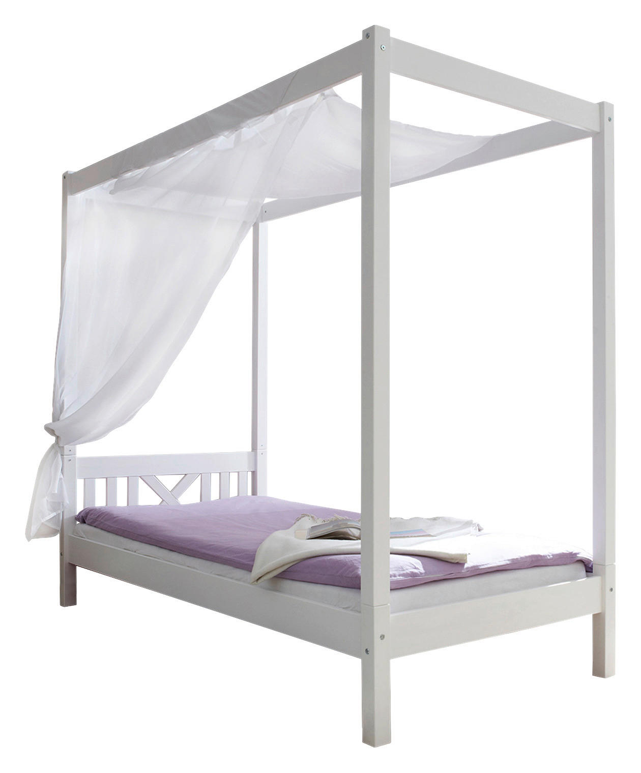 POSTEL S NEBESY, 90/200 cm bílá - bílá, Romantický / Rustikální, dřevo (90/200cm) - MID.YOU