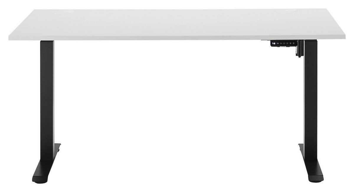 SCHREIBTISCH 160/77/72-120 cm  in Weiß, Schwarz  - Schwarz/Weiß, MODERN, Holzwerkstoff/Metall (160/77/72-120cm) - Carryhome