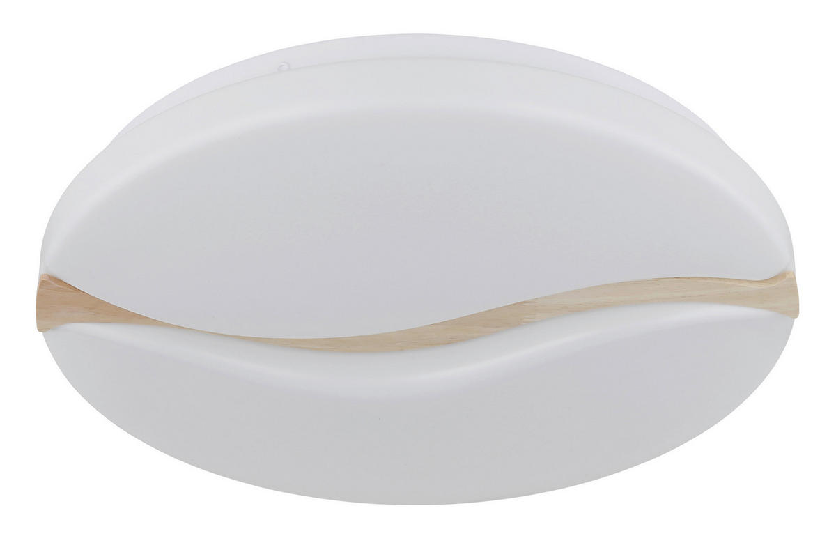 LED-DECKENLEUCHTE LETICIA 39/8 cm   - Braun/Weiß, Basics, Holz/Kunststoff (39/8cm) - Globo