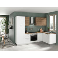 ECKKÜCHE 270/165 cm  in Weiß, Nussbaumfarben  - Edelstahlfarben/Nussbaumfarben, LIFESTYLE, Holzwerkstoff/Kunststoff (270/165cm) - MID.YOU