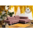 ECKSOFA in Webstoff Rosa  - Dunkelgrau/Silberfarben, Design, Textil/Metall (295/201cm) - Hom`in