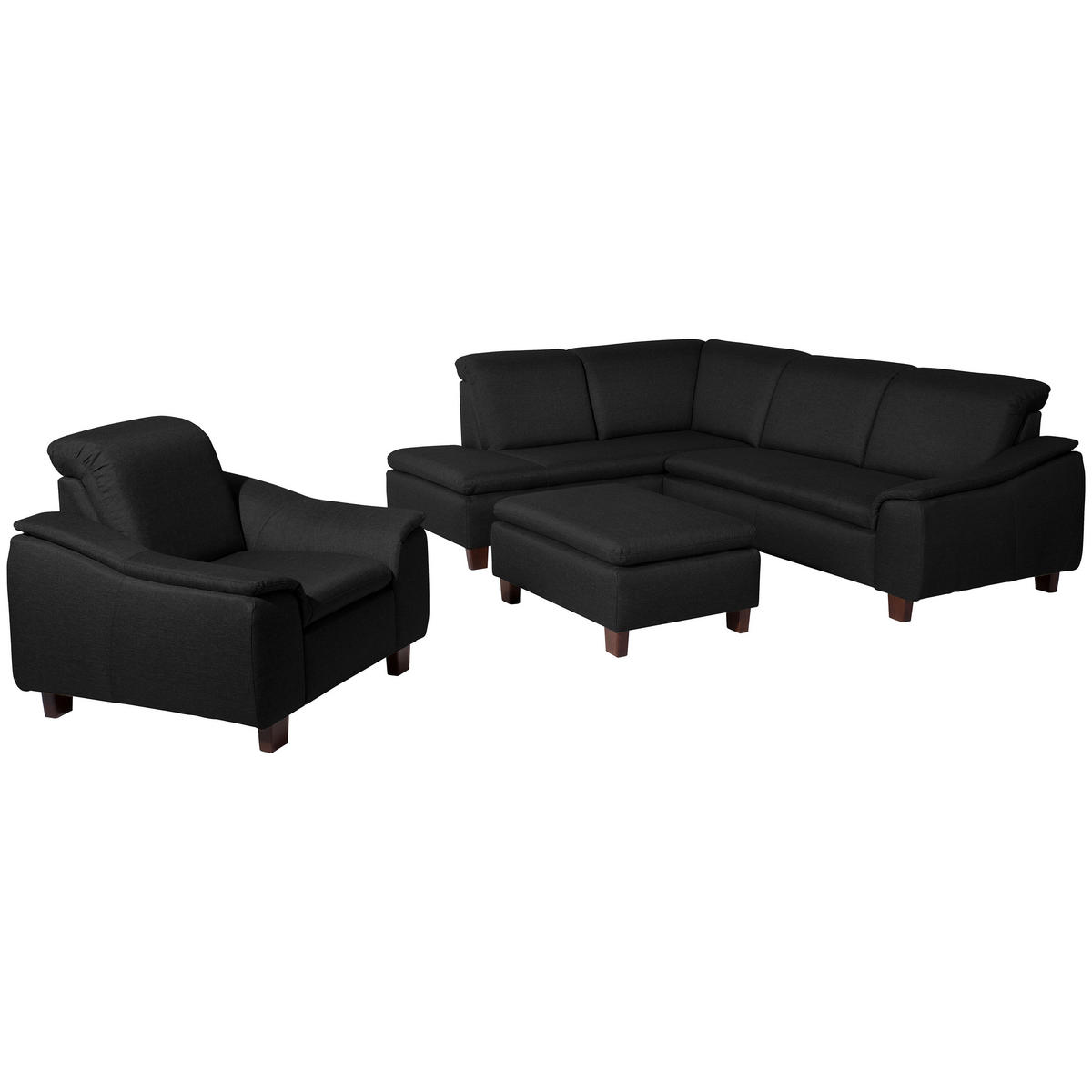 SESSEL in Flachgewebe Schwarz  - Nussbaumfarben/Schwarz, Design, Holz/Textil (100/87/82cm) - Max Winzer