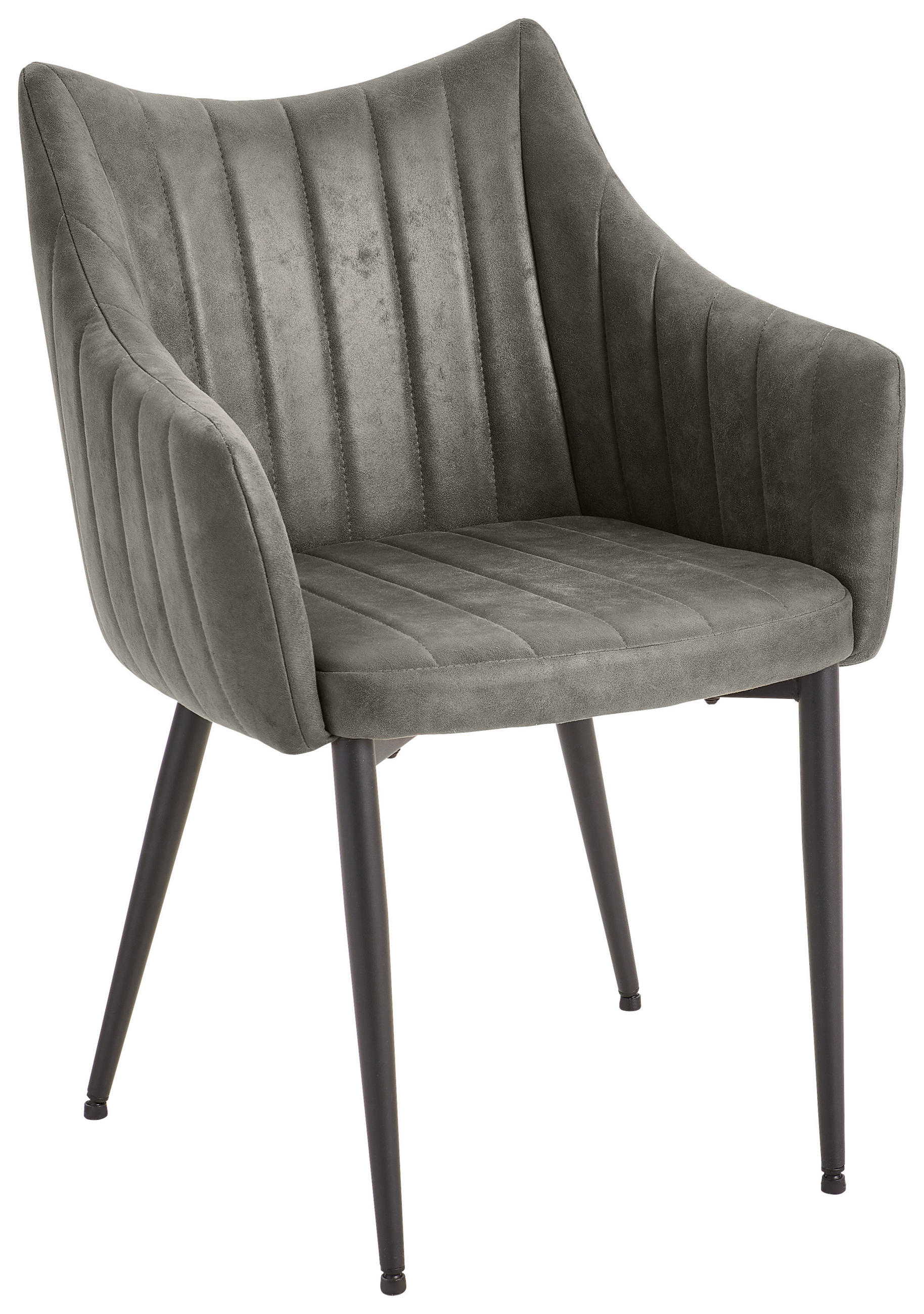 Armlehnstuhl Bill Grau-Braun Echtholzbeine