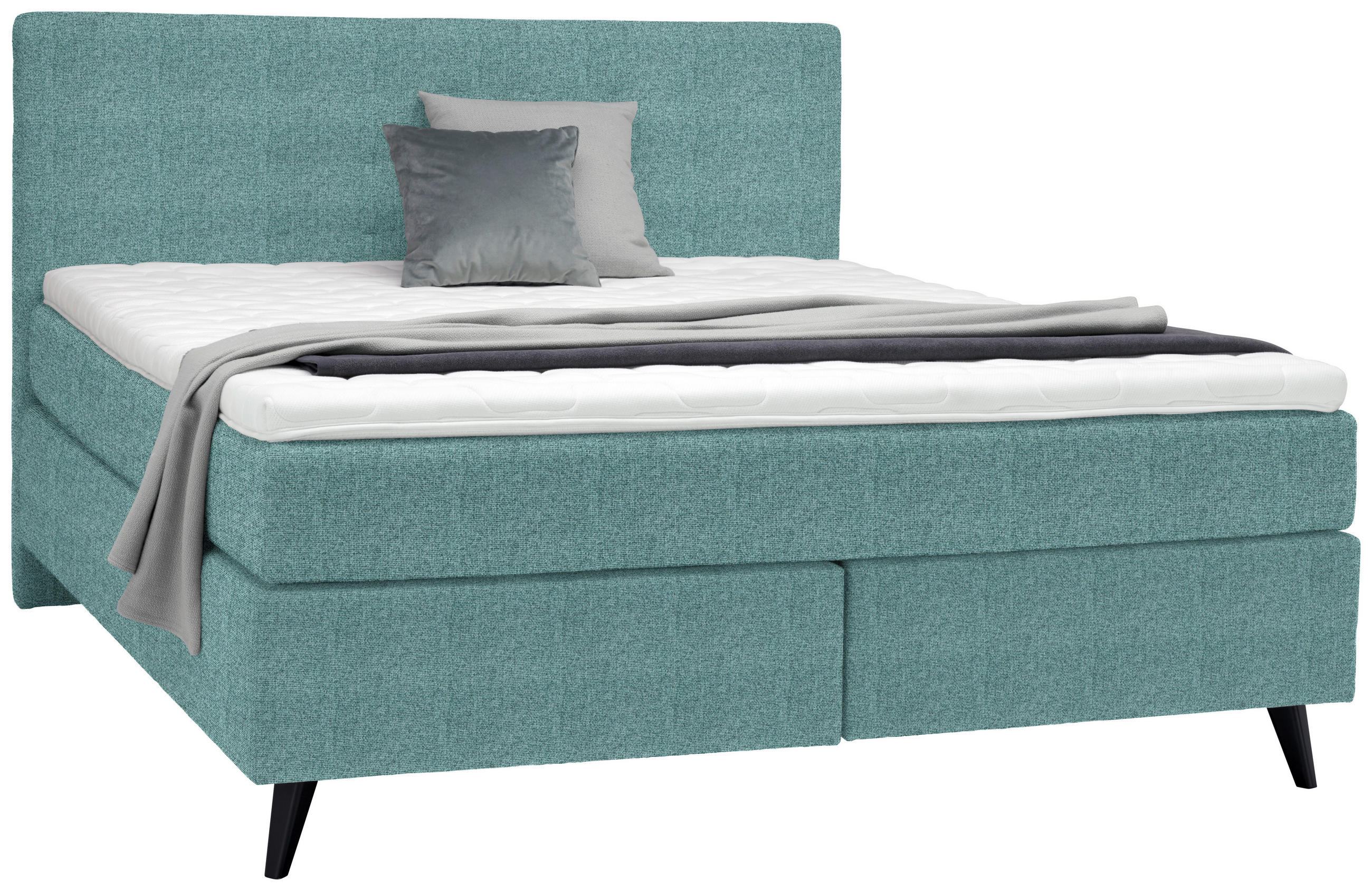 BOXSPRINGBETT 180/200 cm  in Petrol  - Petrol/Schwarz, Konventionell, Holz/Textil (180/200cm) - Voleo