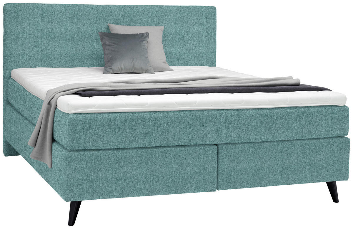 BOXSPRINGBETT 180/200 cm  in Petrol  - Petrol/Schwarz, Konventionell, Holz/Textil (180/200cm) - Voleo