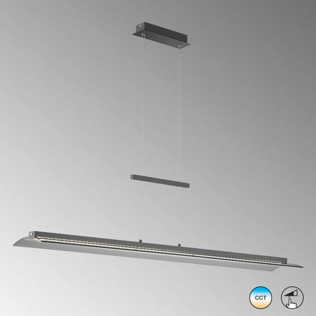 LED-HÄNGELEUCHTE 125/25/151 cm  - Schwarz, Design, Glas/Metall (125/25/151cm)