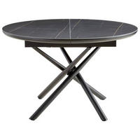 ESSTISCH 120-160/120/76 cm Nachbildung  Metall, Keramik, Holzwerkstoff ausziehbar rund Schwarz  - Schwarz, MODERN, Keramik/Holzwerkstoff (120-160/120/76cm) - MID.YOU