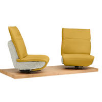 2-SITZER-SOFA  in Hochflor Echtleder Creme, Currygelb  - Currygelb/Creme, Design, Leder/Holz (240/65/104cm) - Koinor