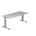 SCHREIBTISCH höhenverstellbar  - Silberfarben/Grau, KONVENTIONELL, Holzwerkstoff/Metall (180/80/65-85cm) - Venda