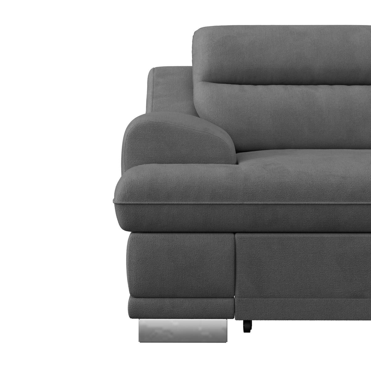 WOHNLANDSCHAFT in Velours Dunkelgrau  - Chromfarben/Dunkelgrau, Konventionell, Textil/Metall (264/217cm) - MID.YOU