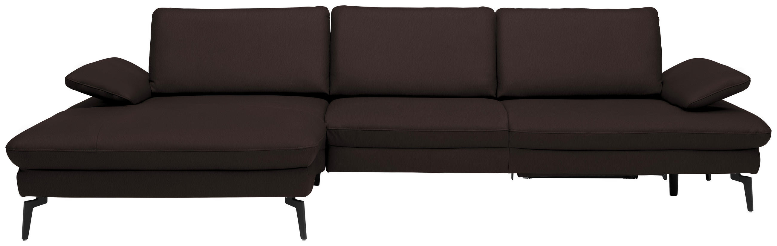 ECKSOFA Dieter Knoll in Echtleder Braun  157/325 cm  - Schwarz/Braun, Design, Leder/Metall (157/325cm) - Dieter Knoll