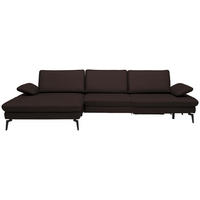 ECKSOFA Dieter Knoll in Echtleder Braun  157/325 cm  - Schwarz/Braun, Design, Leder/Metall (157/325cm) - Dieter Knoll