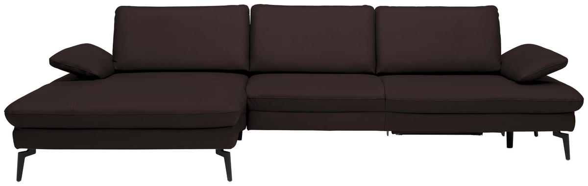 ECKSOFA Dieter Knoll in Echtleder Braun  157/325 cm  - Schwarz/Braun, Design, Leder/Metall (157/325cm) - Dieter Knoll
